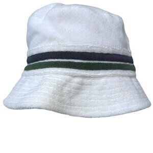 Terrycloth Bucket Hat Navy Green Stripe Preppy Tennis Golf